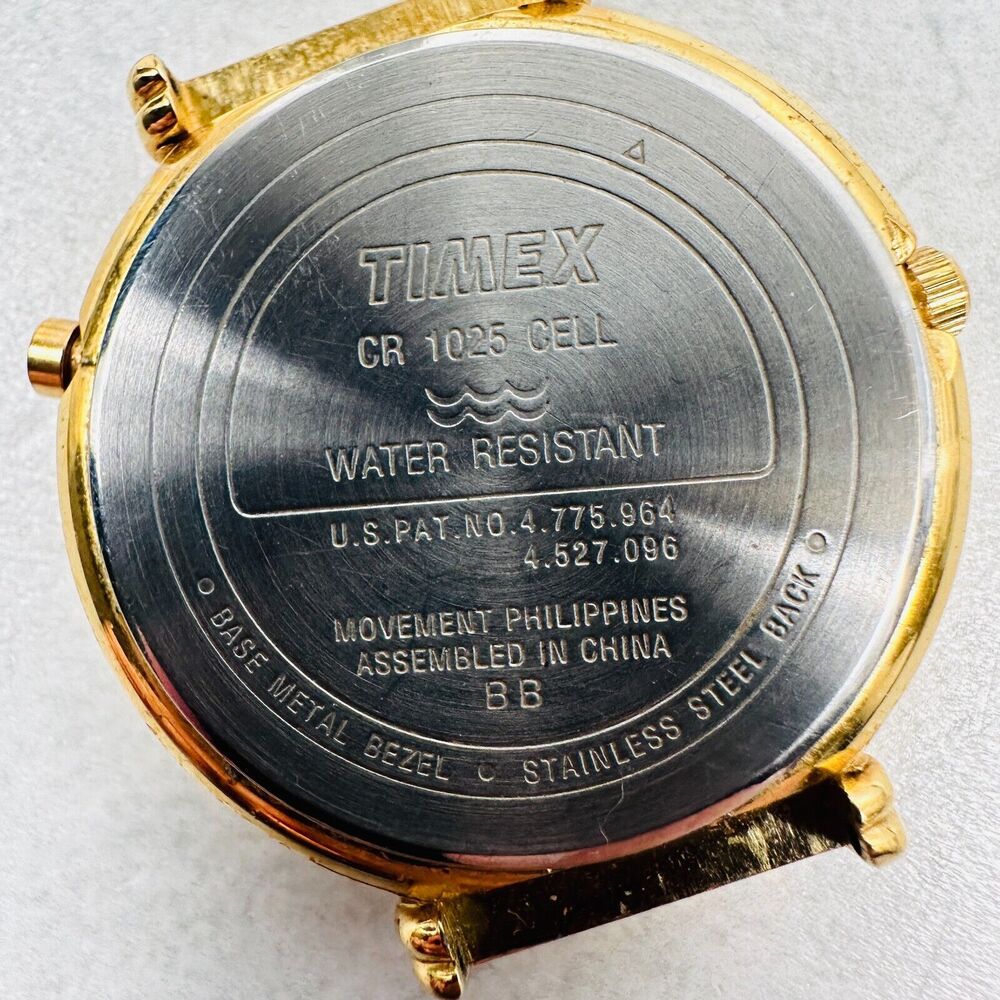 VTG Timex Watch Womens 34mm Gold Tone Indiglo Water Resistant Quartz New Battery - Picture 8 of 9